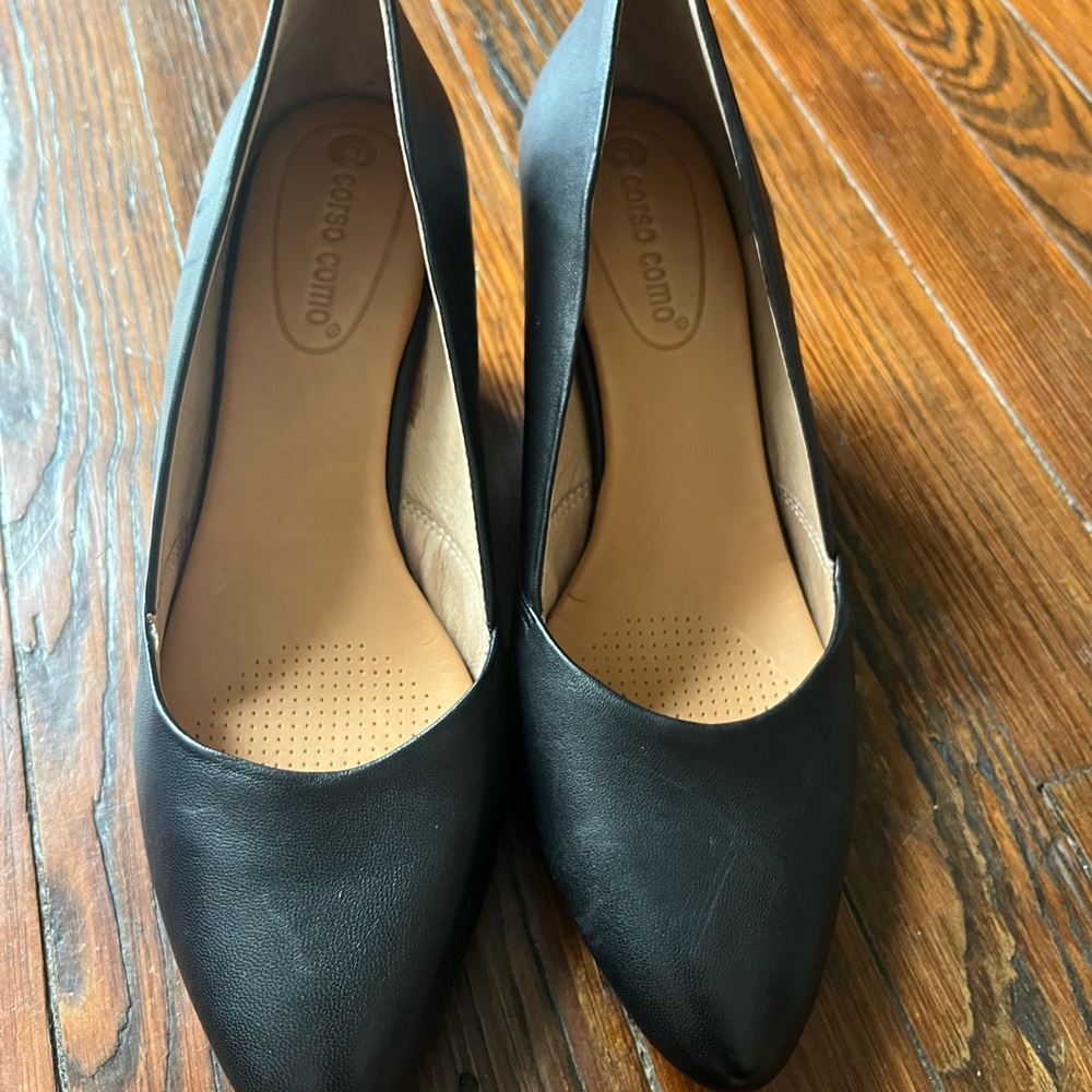 Corso Como Nelly  Black Leather Wedges - Picture 5 of 10